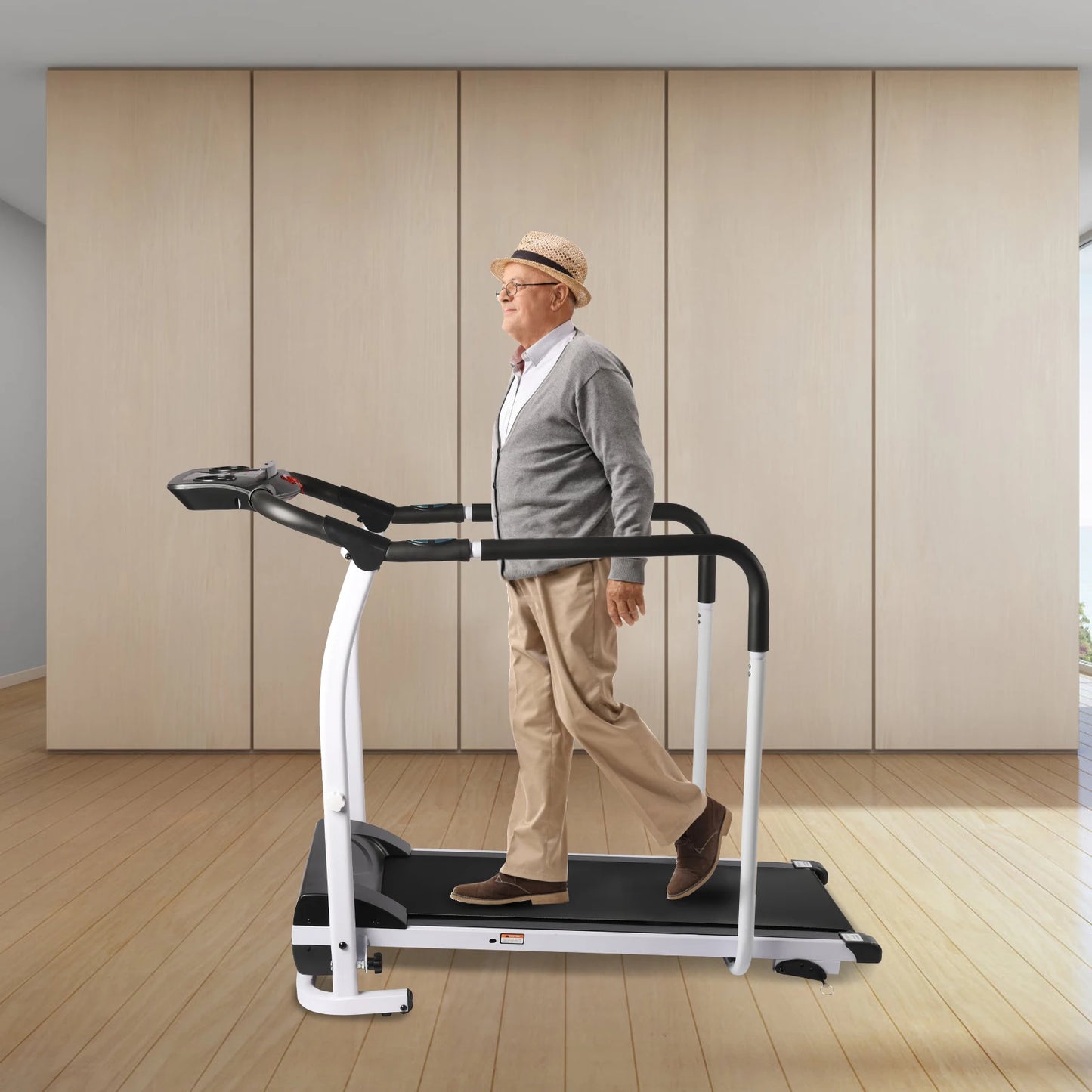 Home Treadmill, Adjustable Slopes, Anti-Slip Running Belt, 220lbs Capacity.