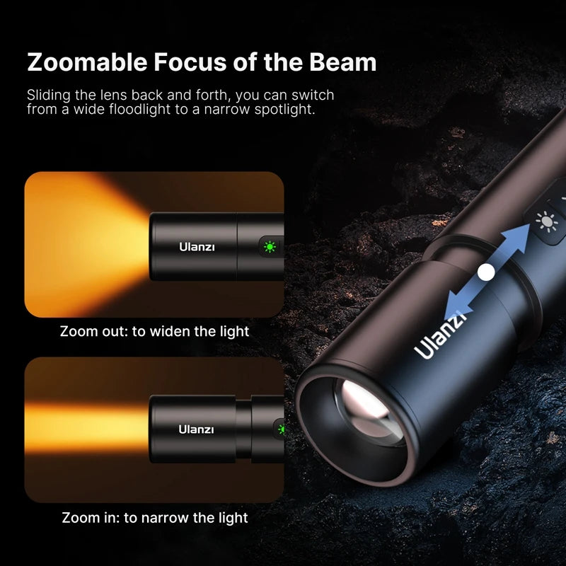 Videography Flashlight 2000-8000K Dimmable Brightness Outdoor Photography Light with Type-C Charging Waterproof