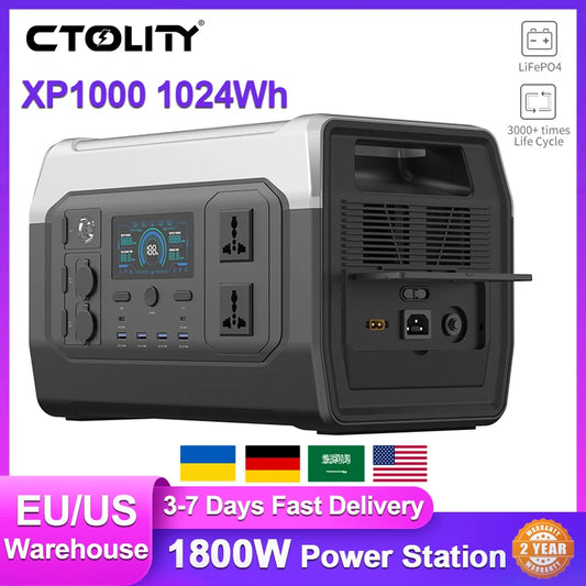 1800W Portable Power Station Outdoor Lifepo4 Battery UPS Function Pure Sine Wave Solar Generator Battery Emergency Power Supply