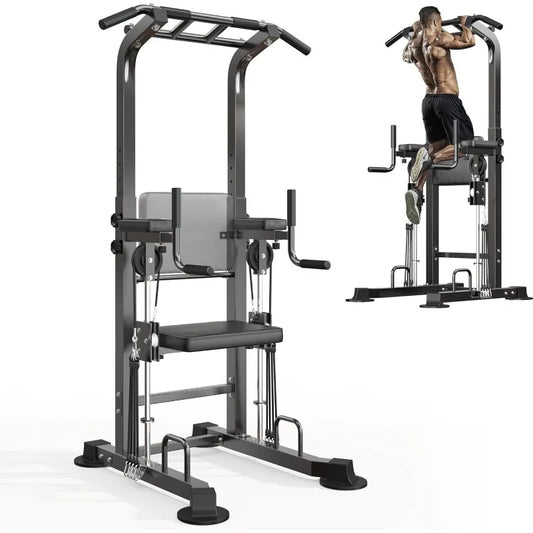 Power Tower Pull Up Bar Station, Height Adjustable Dip Stands, Workout Equipment