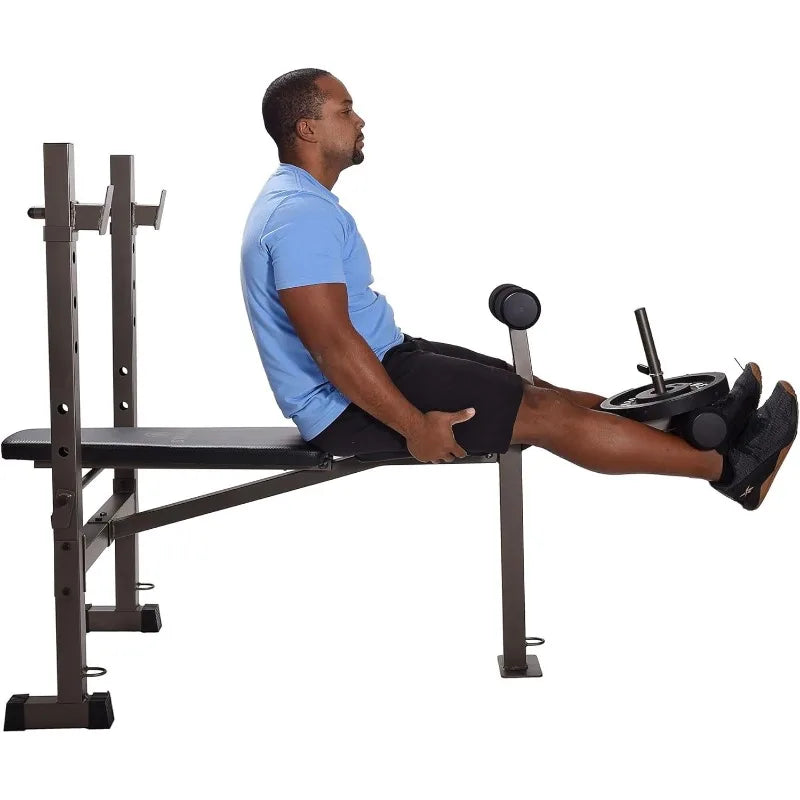 Stamina Adjustable Steel Weights Bench and Barbell Rack Combo Set