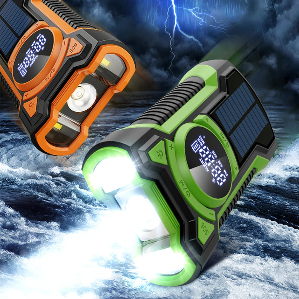 Portable Solar Emergency Weather Radio Bluetooth Compatible with Hand Crank AM FM NOAA and Phone Charger
