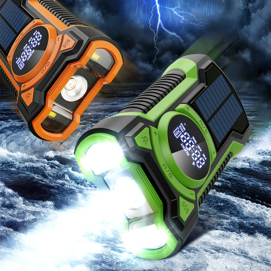 Portable Solar Emergency Weather Radio Bluetooth Compatible with Hand Crank AM FM NOAA and Phone Charger