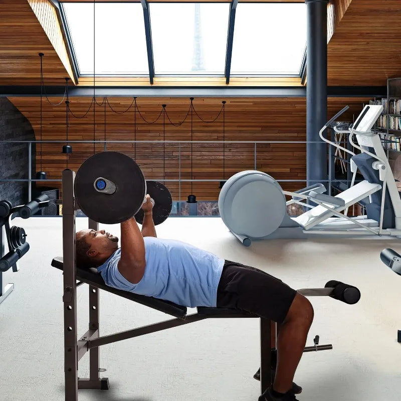 Stamina Adjustable Steel Weights Bench and Barbell Rack Combo Set