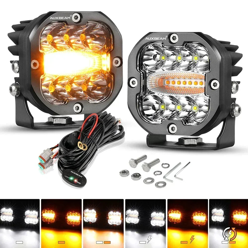 96W 3 inch LED Work Light Driving Fog Lamp Light Pod with Memory Function 6 Modes for Offroad