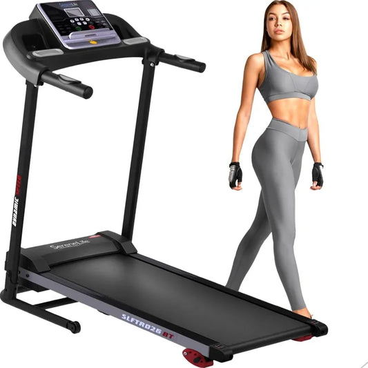 SereneLife Electric Folding Treadmill Exercise Machine - Smart Compact Digital Fitness Treadmill Workout Trainer w