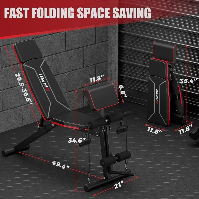 Workout Bench Press for Home Gym, Foldable Incline Decline Sit up