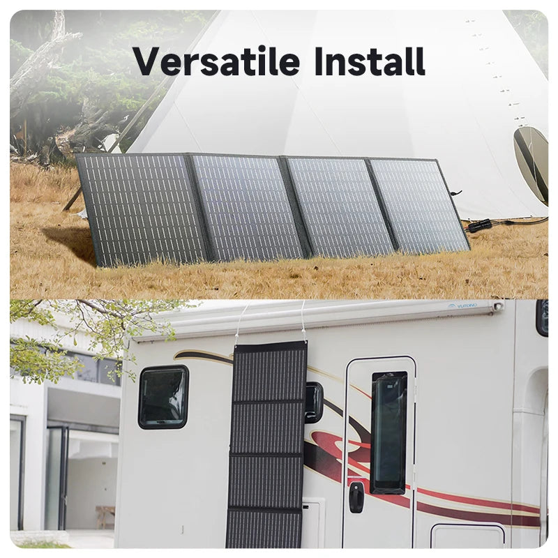 Foldable Solar Panel Series/Parallel 24% Efficiency Durable  Voltage Regulator Fast QC Output RV 110W
