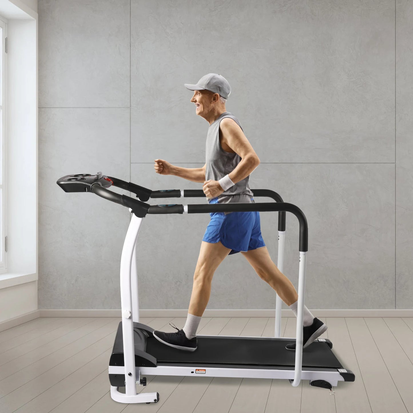 Home Treadmill, Adjustable Slopes, Anti-Slip Running Belt, 220lbs Capacity.