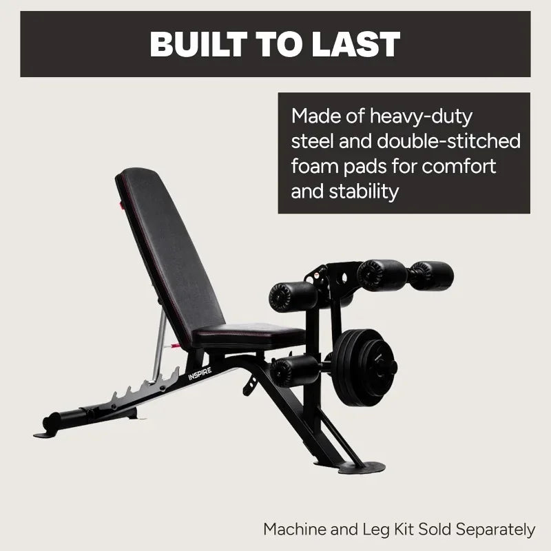 Leg Curl Extension Bench Attachment- Heavy Duty Leg Extension with Built-in Weight Horn