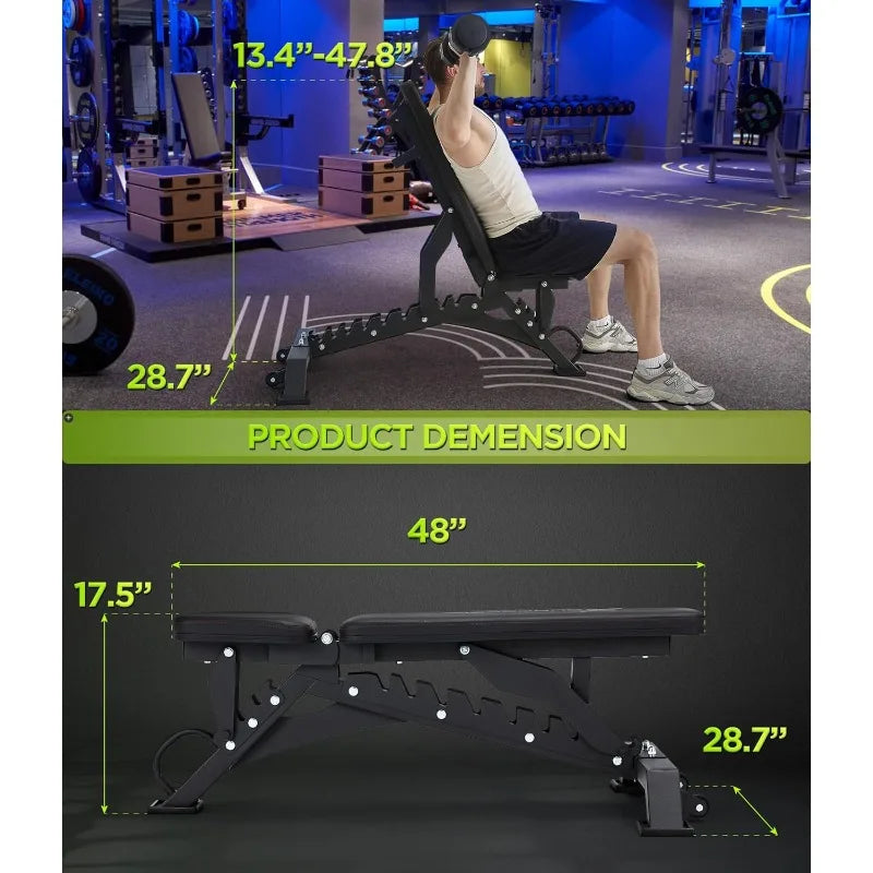 Heavy Duty Weight Bench 1000LB Capacity, for Gym and Home Gym