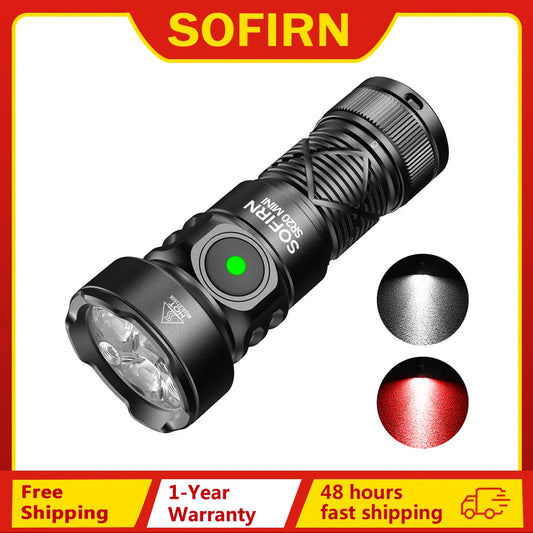 Rechargeable Flashlight 1200lm Powerful EDC Torch CSP2323 LED Light 5700K White and Red Light