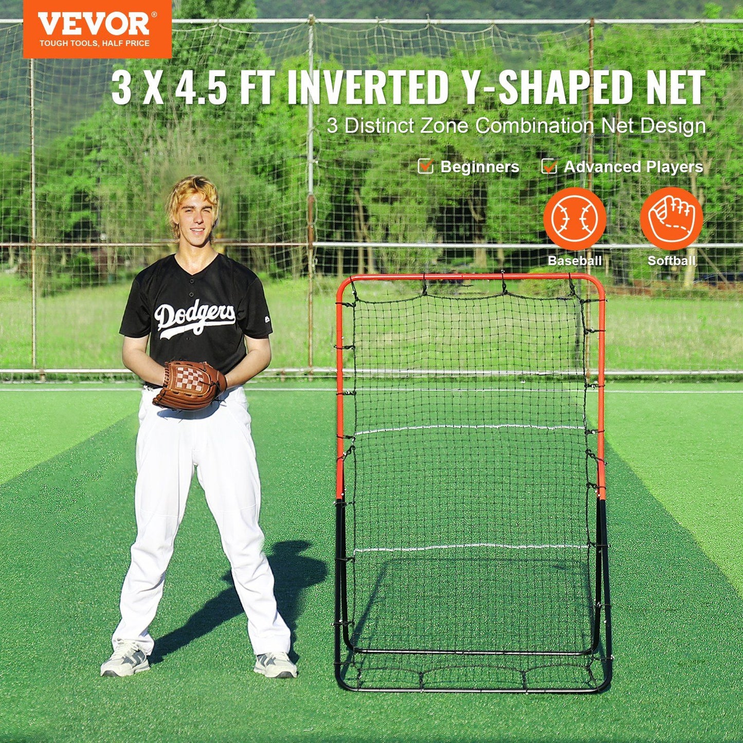 3x4.5 ft PitchBack Baseball And Softball Rebounder Net